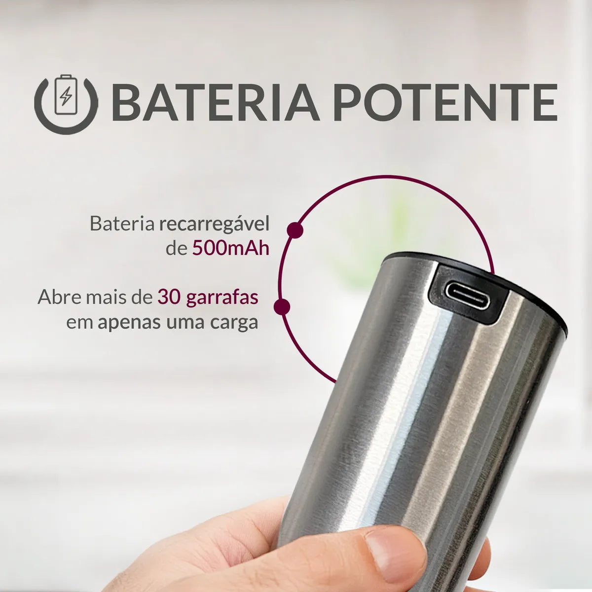 Kit Abridor De Vinho Elétrico Automático Momo Lifestyle Cor Prateado