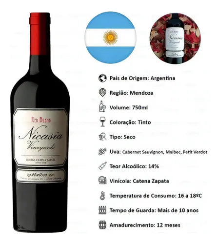 Vinho Tinto Argentino Nicasia Malbec Catena Zapata Cx 6 Und