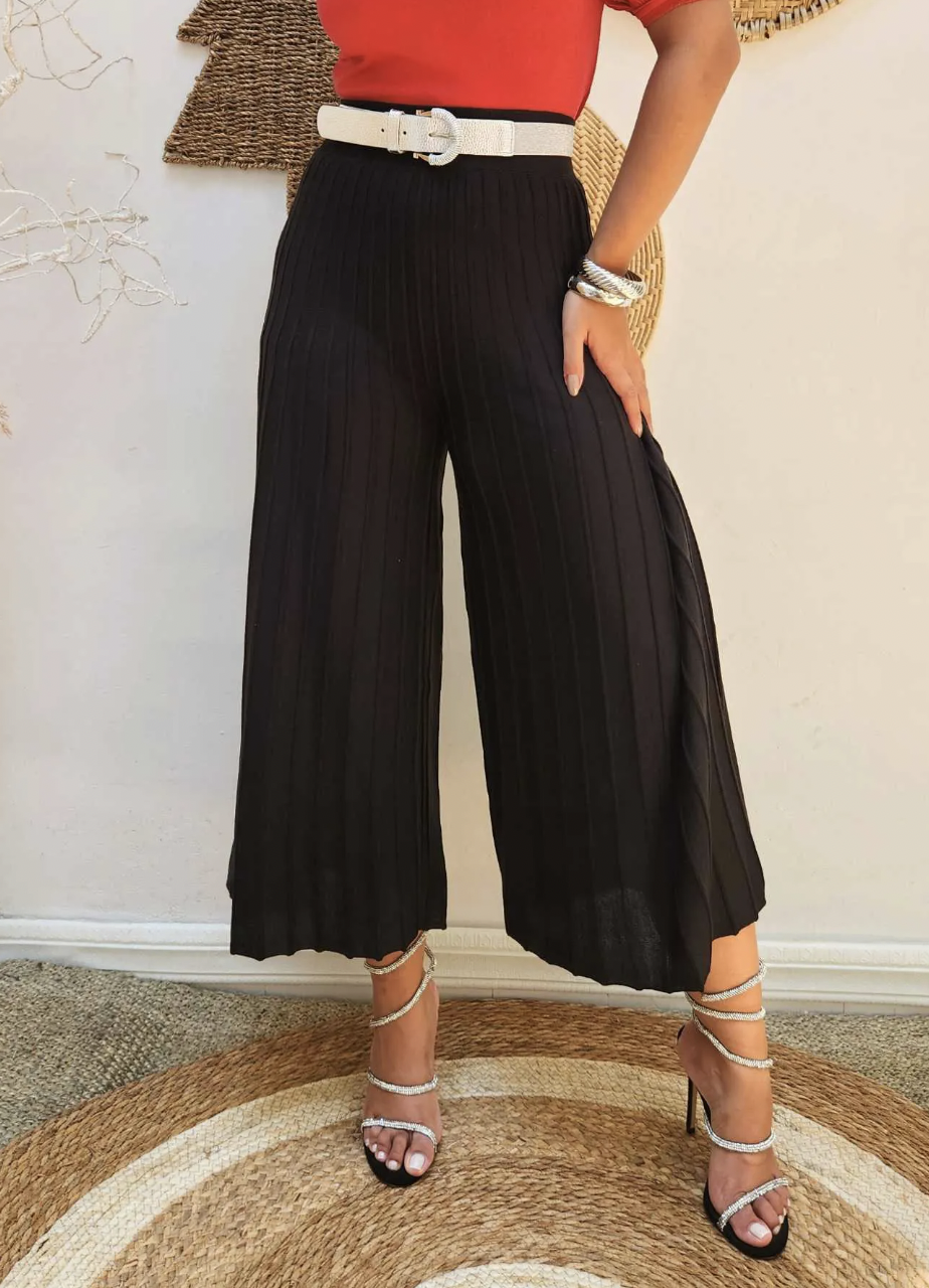 Calça Plissada Tricot