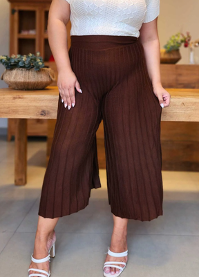 Calça Plissada Tricot