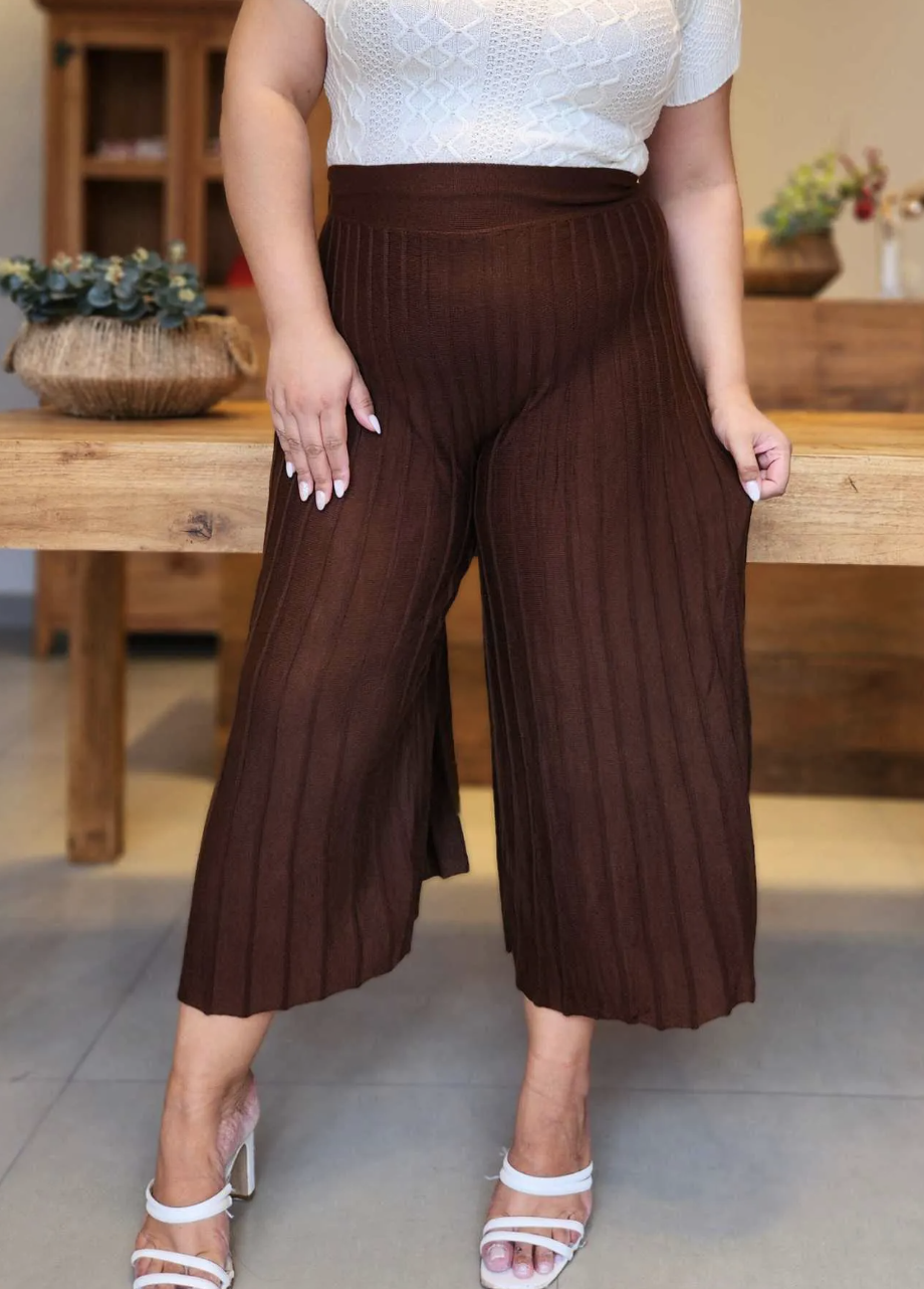 Calça Plissada Tricot