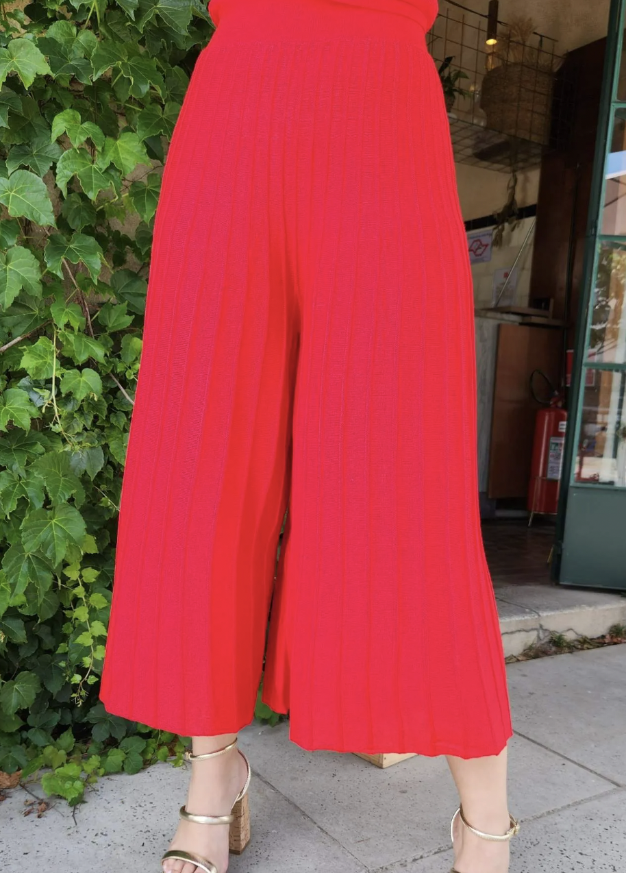 Calça Plissada Tricot