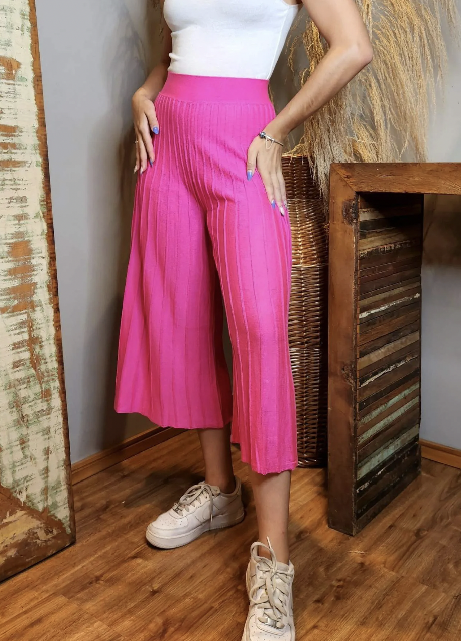 Calça Plissada Tricot