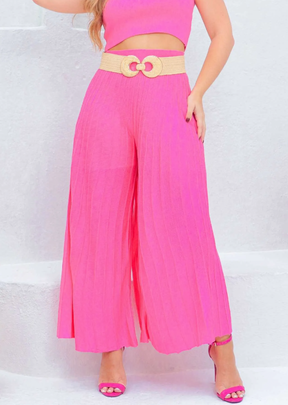 Calça Plissada Tricot