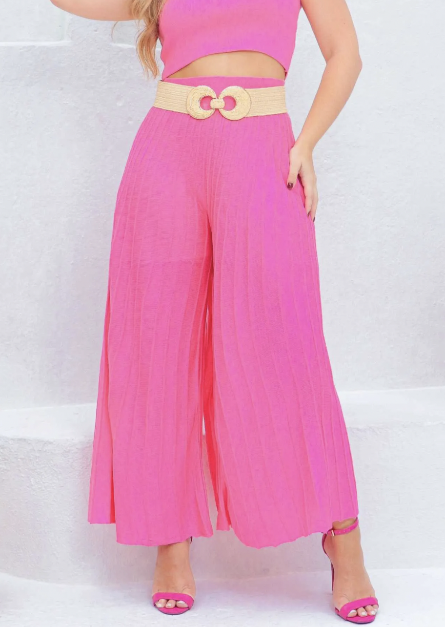 Calça Plissada Tricot