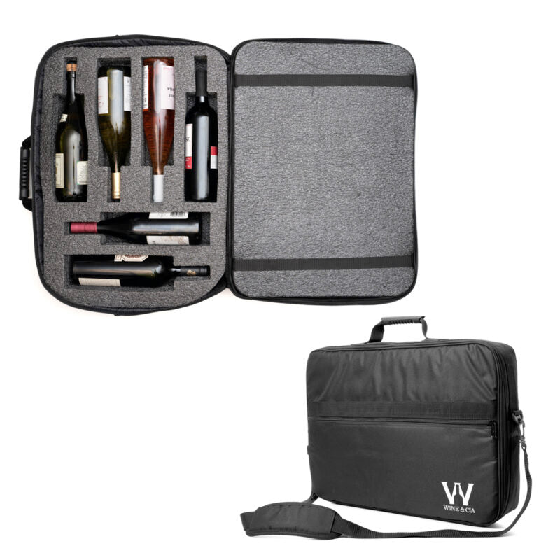 Espuma protetora de vinhos com bolsa tiracolo mala de transporte – 6 garrafas